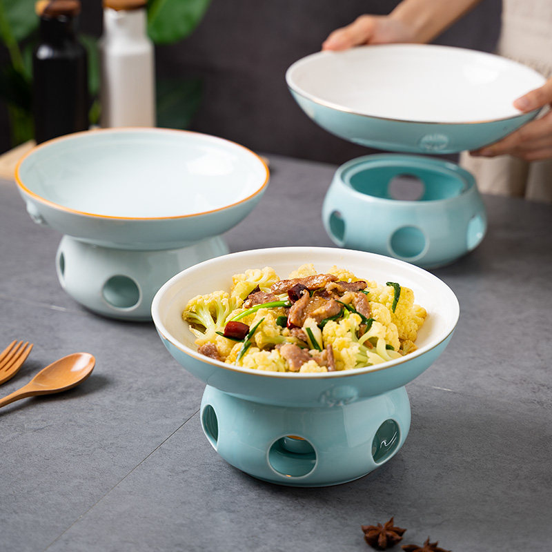 干锅蜡烛加热炉保温菜盘子酒店餐厅创意餐具盘陶瓷酒精明炉私房菜