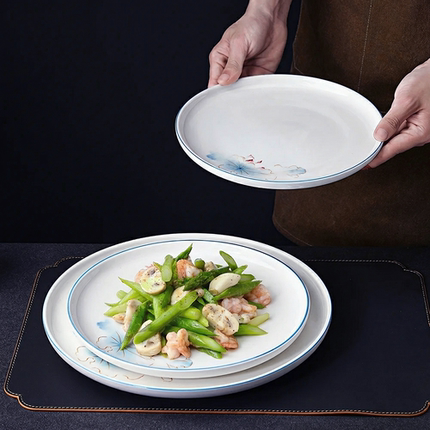陶瓷盘子高级感炒菜盘圆盘平浅盘酒店中厨私房菜餐具家用2026新款
