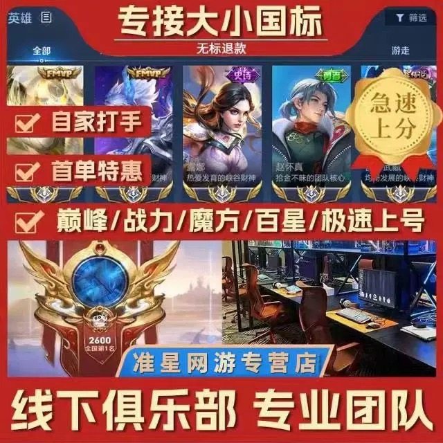 王者荣耀账户【工作室亏本接单】王者荣耀代练代打带练排位上分上星战力巅峰赛