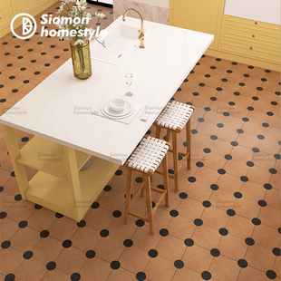 法式复古波点小花砖厨房阳台客厅酒店原创中古风仿木纹地板砖瓷砖