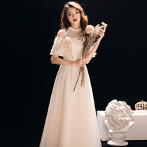 Banquet evening dress women's 2019 new autumn and winter annual meeting dress long host Celebrity Bridesmaid Dress