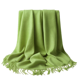 时尚果绿色logo定制100%羊绒围巾女士冬季保暖高级围脖礼盒装披肩