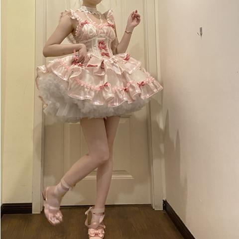 洛丽塔裙子Lolita甜心芭蕾春夏超嗲甜美连衣裙超仙吊带裙公主lo