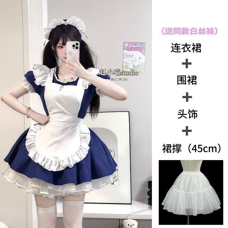 甜美洛丽塔Lolita小众蓬蓬公主裙+日系女仆围裙服夏季新款四件套