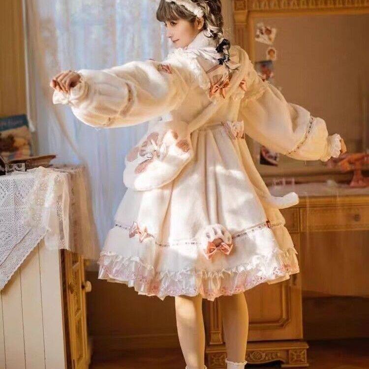 正品小奶毛绒OP秋冬冬款Lolita长袖加厚洛丽塔连衣裙可爱