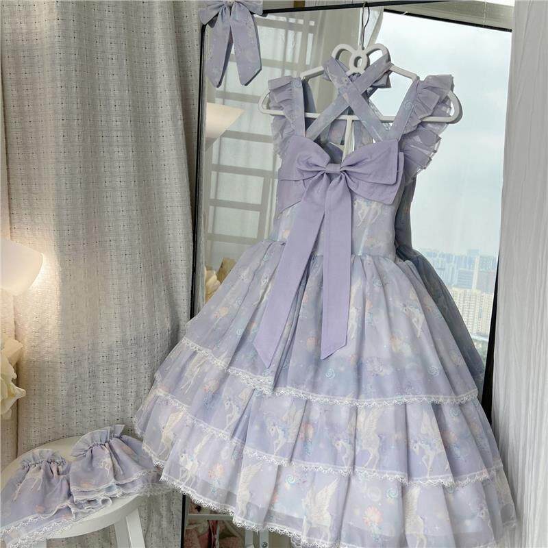 喵呜巫【梦幻泡泡】洛丽塔软妹JSK夏日Lo裙Lolita吊带连衣裙贝壳