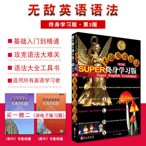 无敌英语语法 终身学习版第3三版 单词分类时态语气句型解读 常用语法公式 专项练习题集 初高中大学成人英语语法大全英语
