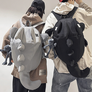 骑行背包ins潮酷韩版 个性 双肩包恐龙怪兽小众摩托头盔包搞怪书包