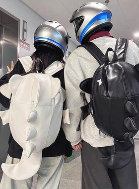 摩托车骑行双肩包男款背包机车头盔包全盔鲨鱼皮书包怪兽防水滑雪