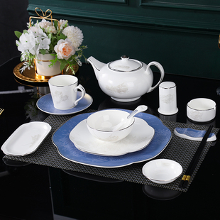 骨瓷酒店摆台餐具套装新中式单位高档会所饭店餐厅陶瓷清明上河图