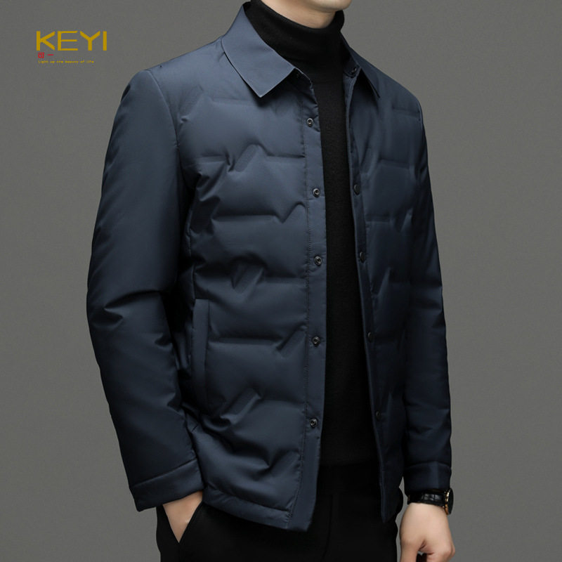 90白鸭绒羽绒服男士中青年轻薄保暖夹克翻领韩版修身休闲冬装