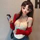 上衣针织开衫 夏季 胖MM显瘦纯欲风性感碎花打底吊带背心女短款