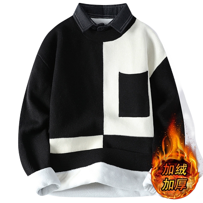 秋冬款加绒加厚针织衫