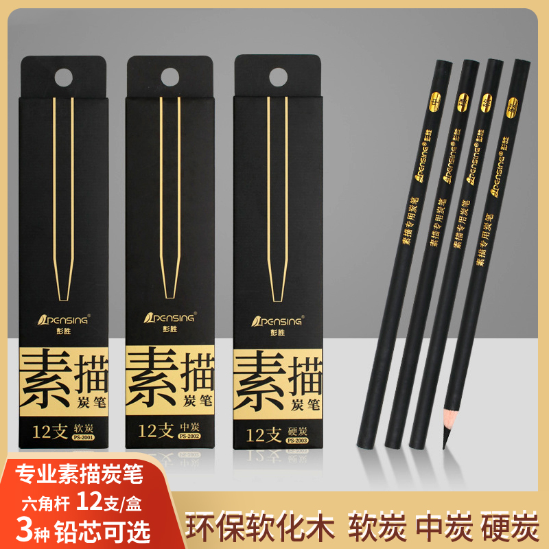 软炭中性炭硬炭笔美术生专用