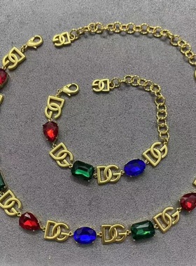 杜家dg字母水晶项链手链耳环欧美跨境电商饰品小众设计·