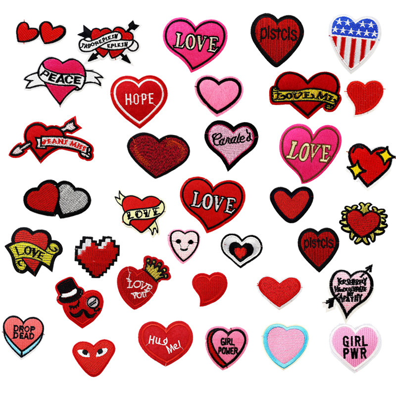 4个装卡通刺绣爱心布贴图案diy儿童衣服裤子装饰修补破洞缝制补贴