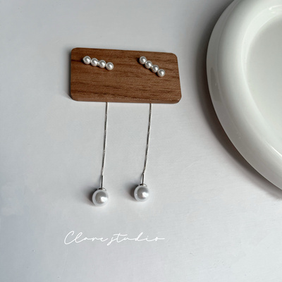 平衡木多种戴法进口施家珍珠通体纯银耳线气质轻奢耳环简约设计感