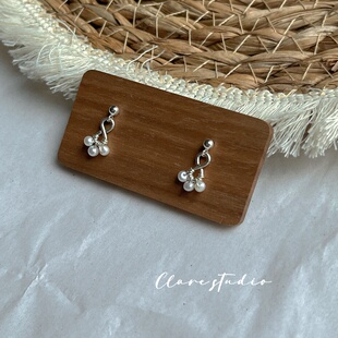 精巧!气质款秀气珍珠纯银耳环手工原创女小众高级轻奢百搭耳钉