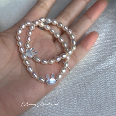 亲子款珍珠手链天然珍珠白蝶贝