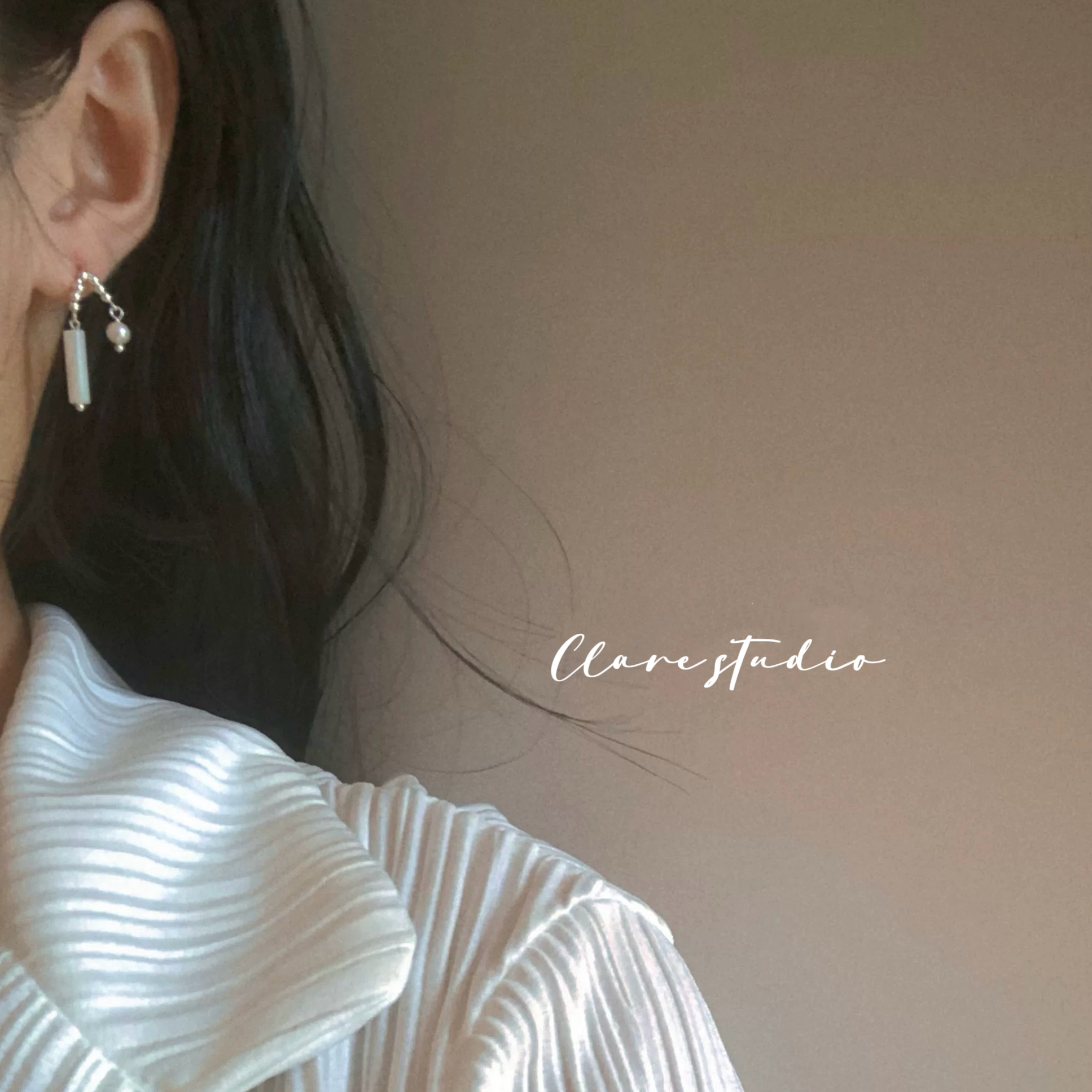 小众设计！原创天然贝壳珍珠耳环925纯银针耳钉小众高级感修脸型