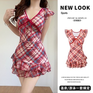 2025新款泳衣女连体裙式平角学生保守日系仙女范显瘦性感温泉泳装
