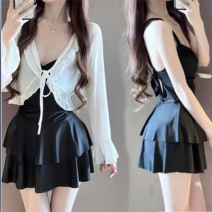 泳衣女连体裙式2025新款性感显瘦遮肚保守罩衫防嗮高级感温泉泳装