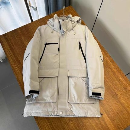 瑕疵款 无毛领 可脱卸连帽 厚保暖 户外冬季中长款重工派克羽绒服