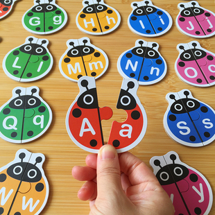 儿童大小写字母拼图认知启蒙卡片宝宝益智早教拼单词配对玩具34岁