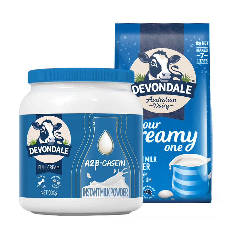 德运Devondale高钙高蛋白调制乳粉A2酪蛋白900g奶粉全脂1kg组合装