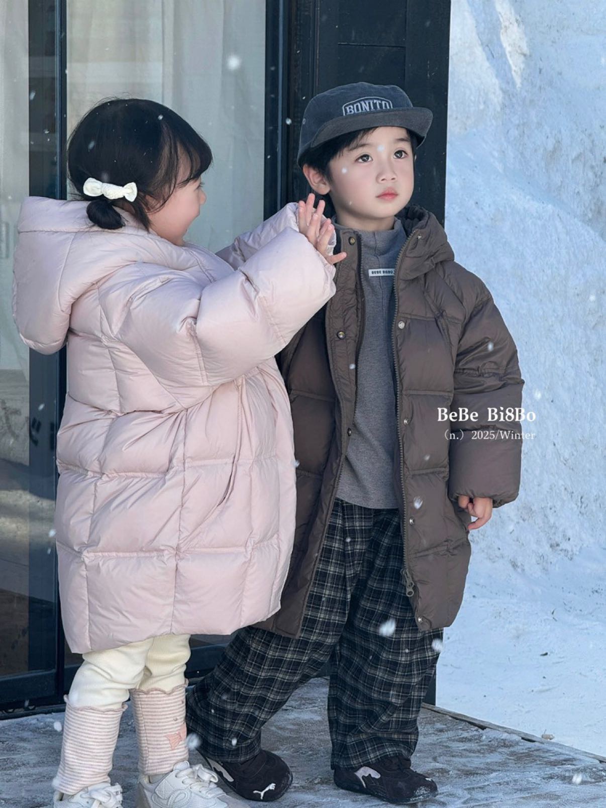 Bi8Bo2025冬季新款儿童羽绒服中长款外套男童女童保暖百搭