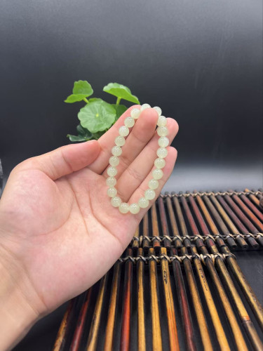 天然和田玉 青海料晴水系列8mm单圈手串