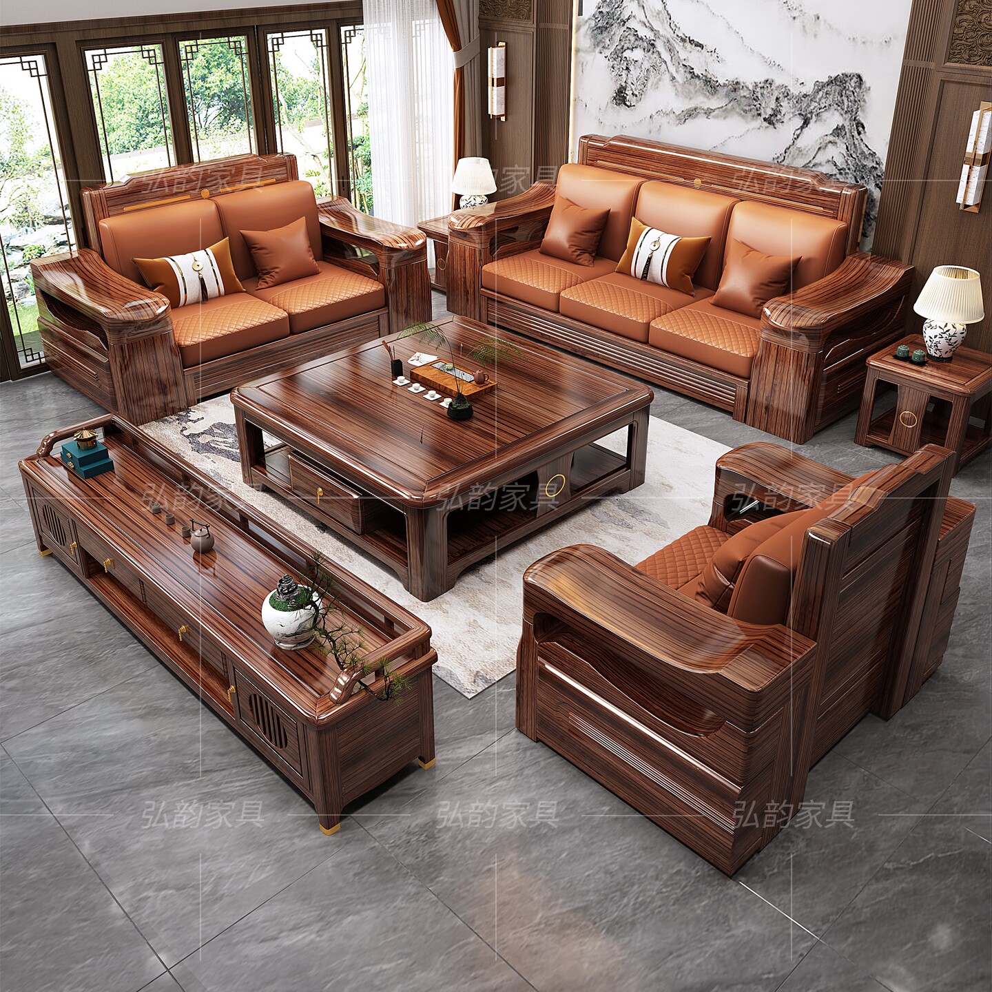 新中式乌金木实木沙发榜客厅2026新款高端大气上档次冬夏两用组合