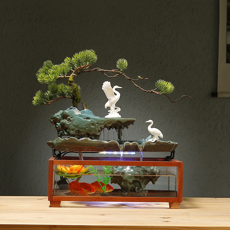 中式风流水景观转运生财装饰品