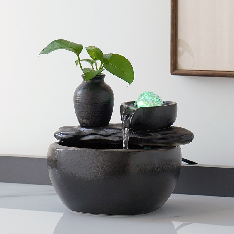 时来运转风水球流水生财摆件循环水家居客厅茶桌办公室招财装饰品