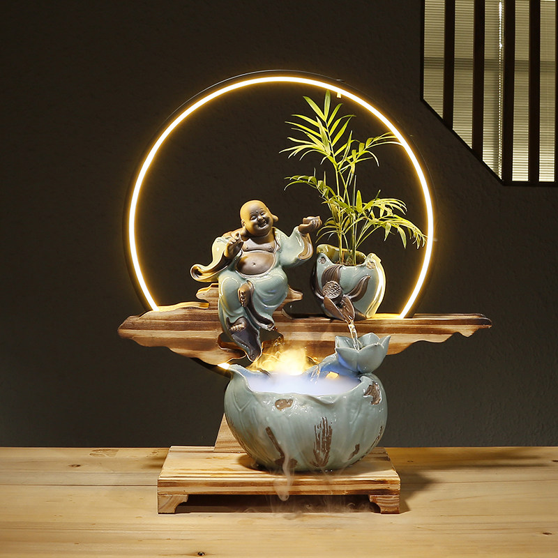 家居客厅雾化加湿器景观流水摆件