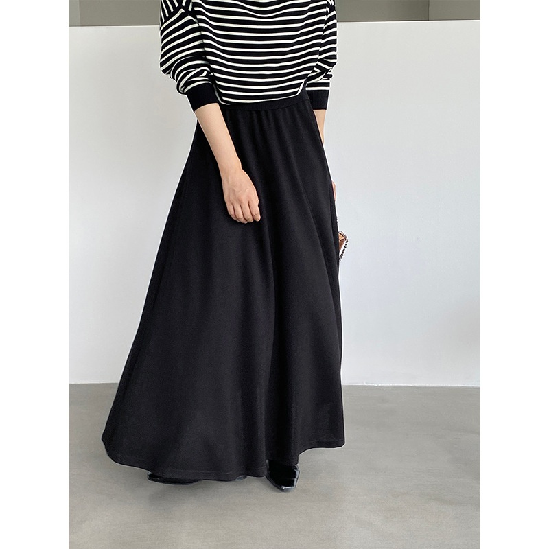 2025新款江左 瘦瘦裙～法式垂感显瘦黑色a字裙伞裙秋季新款气质