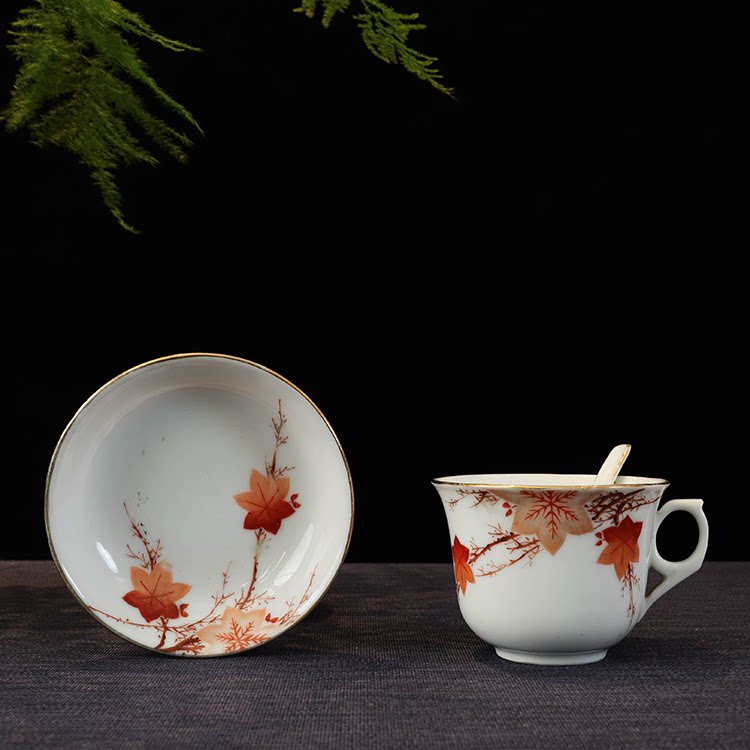 日月堂民国老粉彩描金小茶杯一套咖啡杯古董收藏老物件古玩旧瓷器