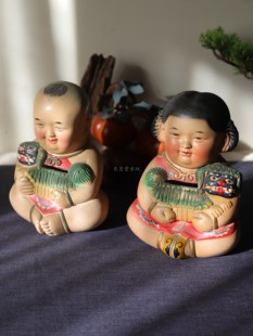 日月堂 民国无锡惠山老泥人 大阿福男娃 古董古玩老物件案头摆件