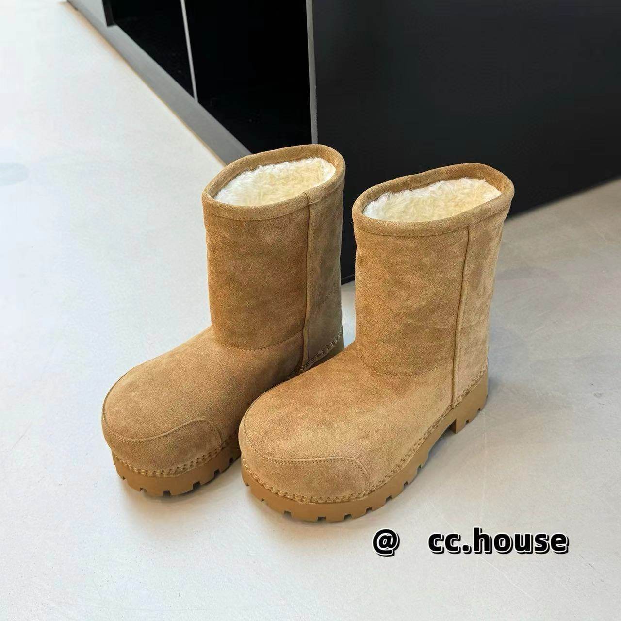 欧洲站2025冬季新款加绒保暖大头雪地靴女厚底增高加厚保暖棉靴子,女鞋,时尚雪地靴,淘宝优惠券,粉丝福利购,淘宝优惠卷