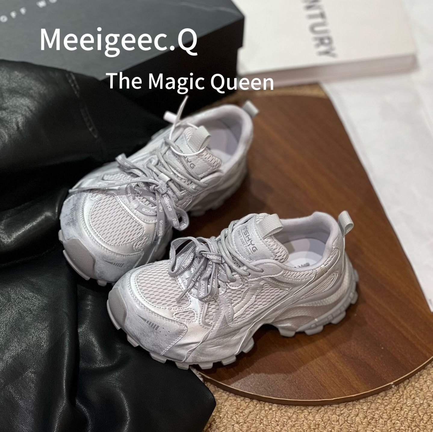 欧洲站2026春季新款时尚厚底老爹鞋女百搭休闲增高运动阿甘鞋潮,女鞋,老爹鞋,淘宝优惠券,粉丝福利购,淘宝优惠卷