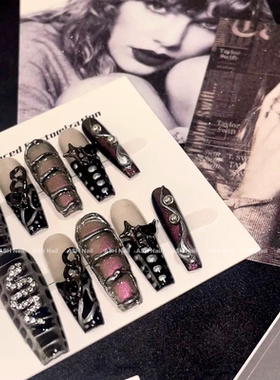 ASH/甜酷辣蛇 小众穿戴甲个性辣妹碎钻哥特重工钢珠鳄鱼纹极光