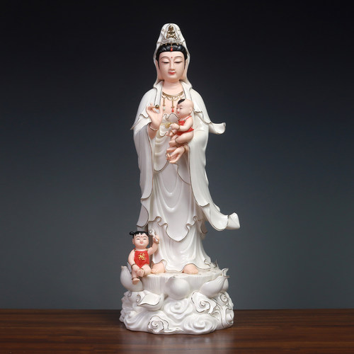 陶瓷送子观音立莲求子观音