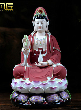 佛像手绘观世音菩萨供奉德化白瓷