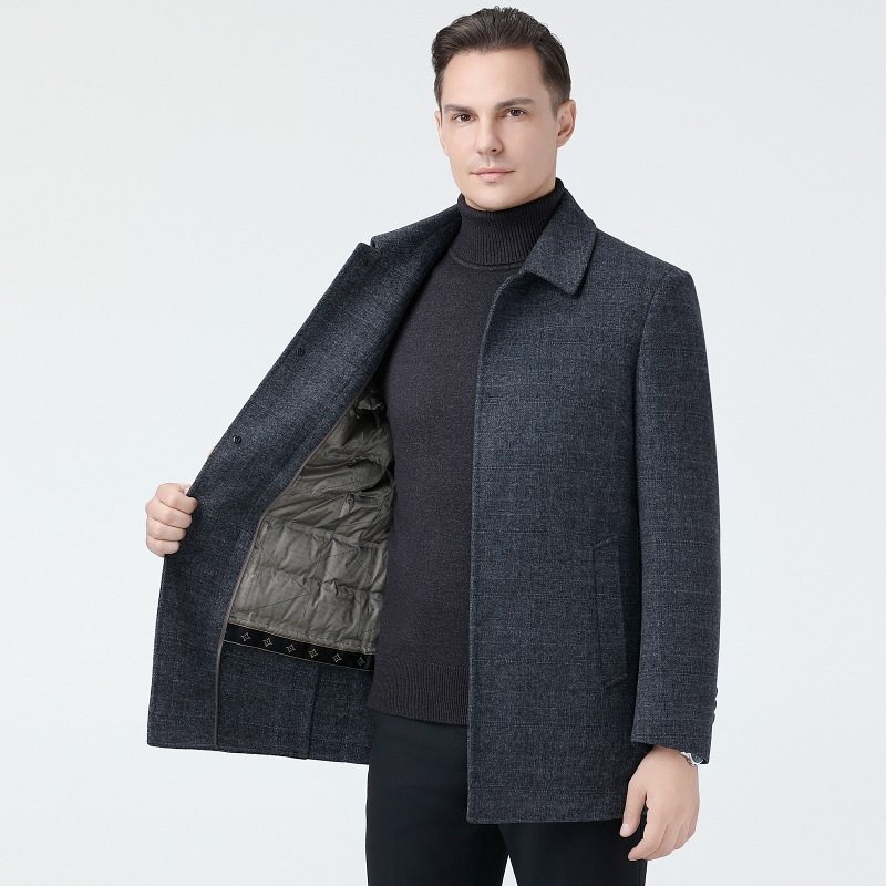 专柜高级感羊绒大衣轻奢秋冬男装中年爸爸气质简约羊毛风衣男夹克