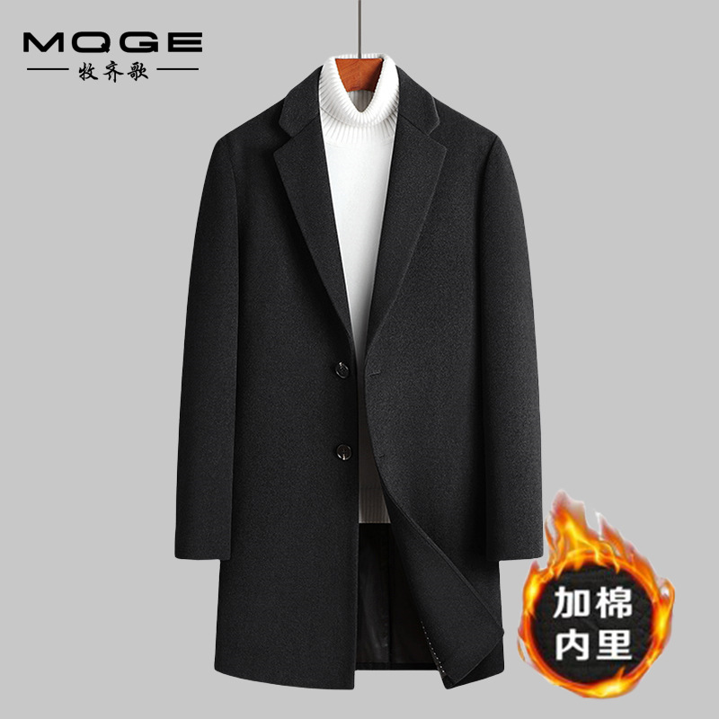 WO秋冬男士羊毛呢大衣中长款加棉加厚呢大衣男风衣外套跨境专供