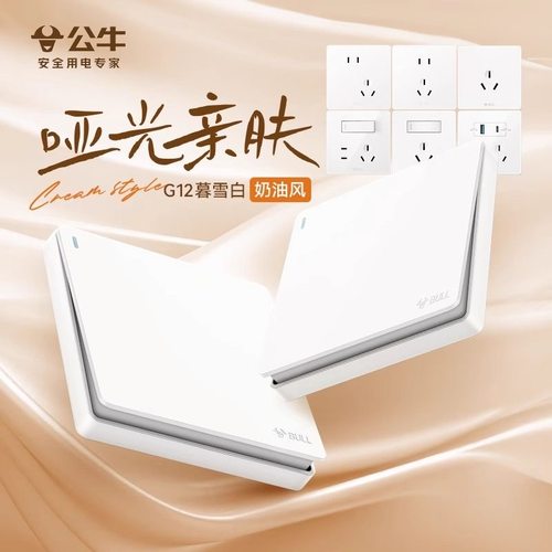 公牛G12哑光暮雪白大板开关插座