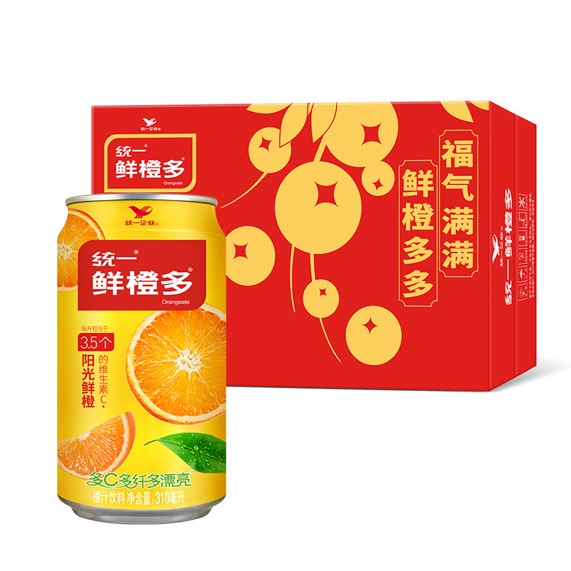 统一鲜橙多橙汁310ML*12罐图片