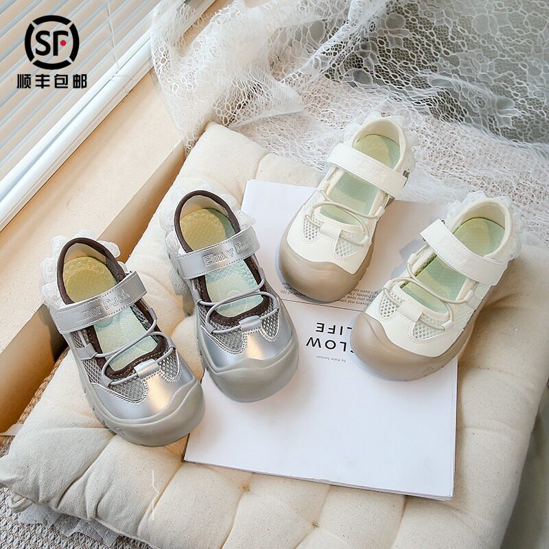 女童网面鞋春夏季新款凉鞋女孩公主芭蕾舞包头小白鞋软底运动单鞋