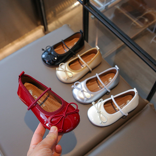 真皮女童小皮鞋2025春秋新款女宝公主鞋软底一脚蹬浅口豆豆鞋单鞋