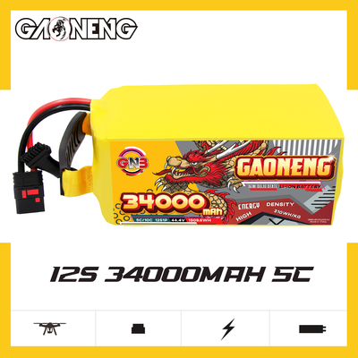 GNB高能34000mAh 12S 44.4V 5C固定翼测绘航模无人机半固态锂电池